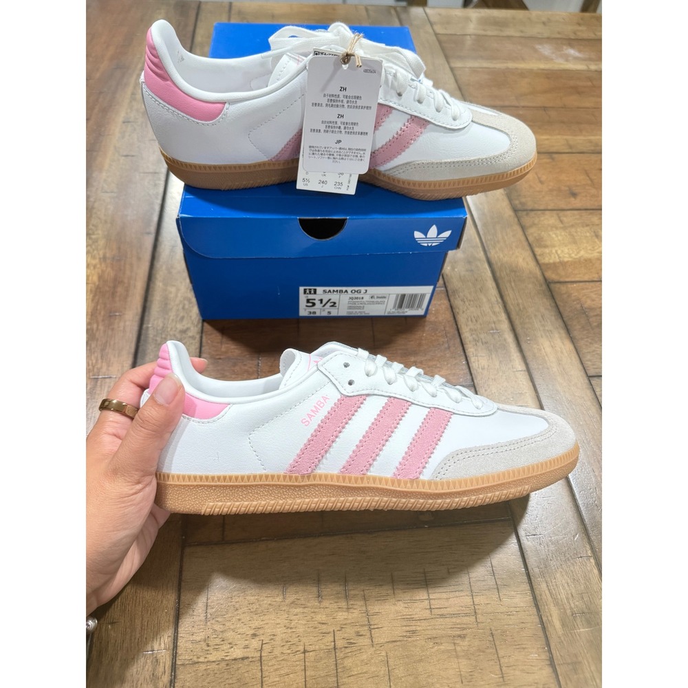 Adidas Samba OG J White Pink Gum Kids Sneakers JQ2018 Size 5.5Y New